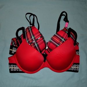 Two Red PINK Christmas Bra's